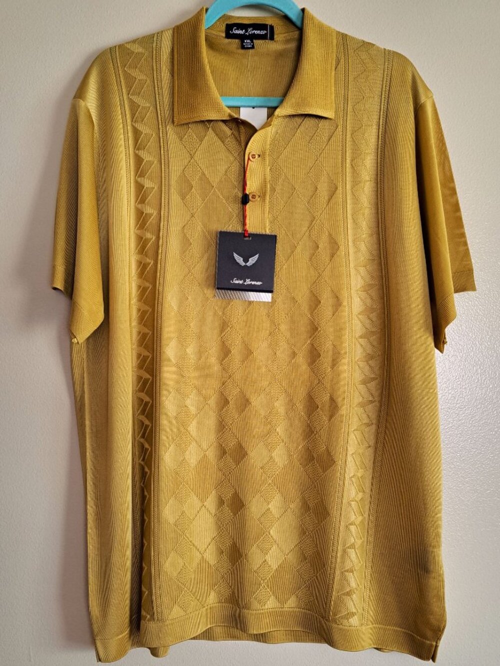 Saint Lorenzo Men's Size 2XL Mustard Color Casual Shirt Short Sleeve NWT